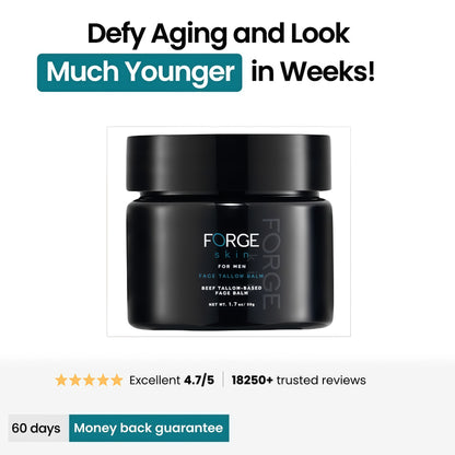 FORGE SKIN® Wrinkle Defense Beef Tallow Balm for Men [TALLOW-BASED] Moisturizer for Face Hydration - Hydrating Anti Aging Skin Cream - Natural Facial Skincare Lotion with Essential Oils (1.7 OZ)